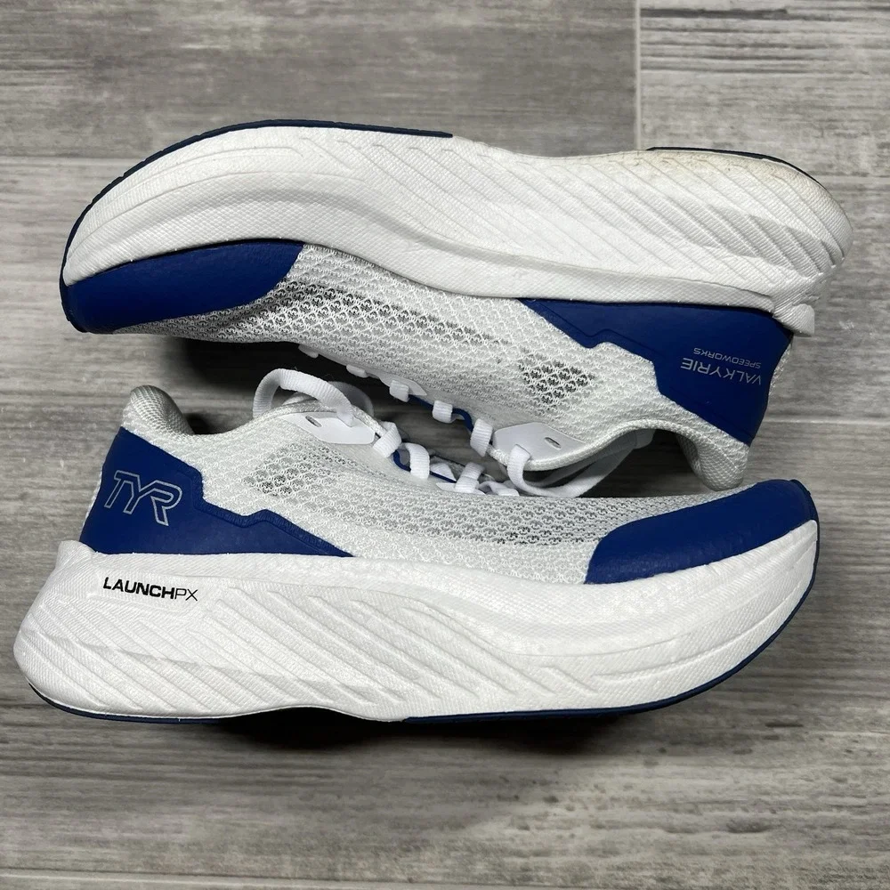 TYR‎ Valkyrie Speedworks M 6.5 / W 8 Running Race Training Shoes White Blue